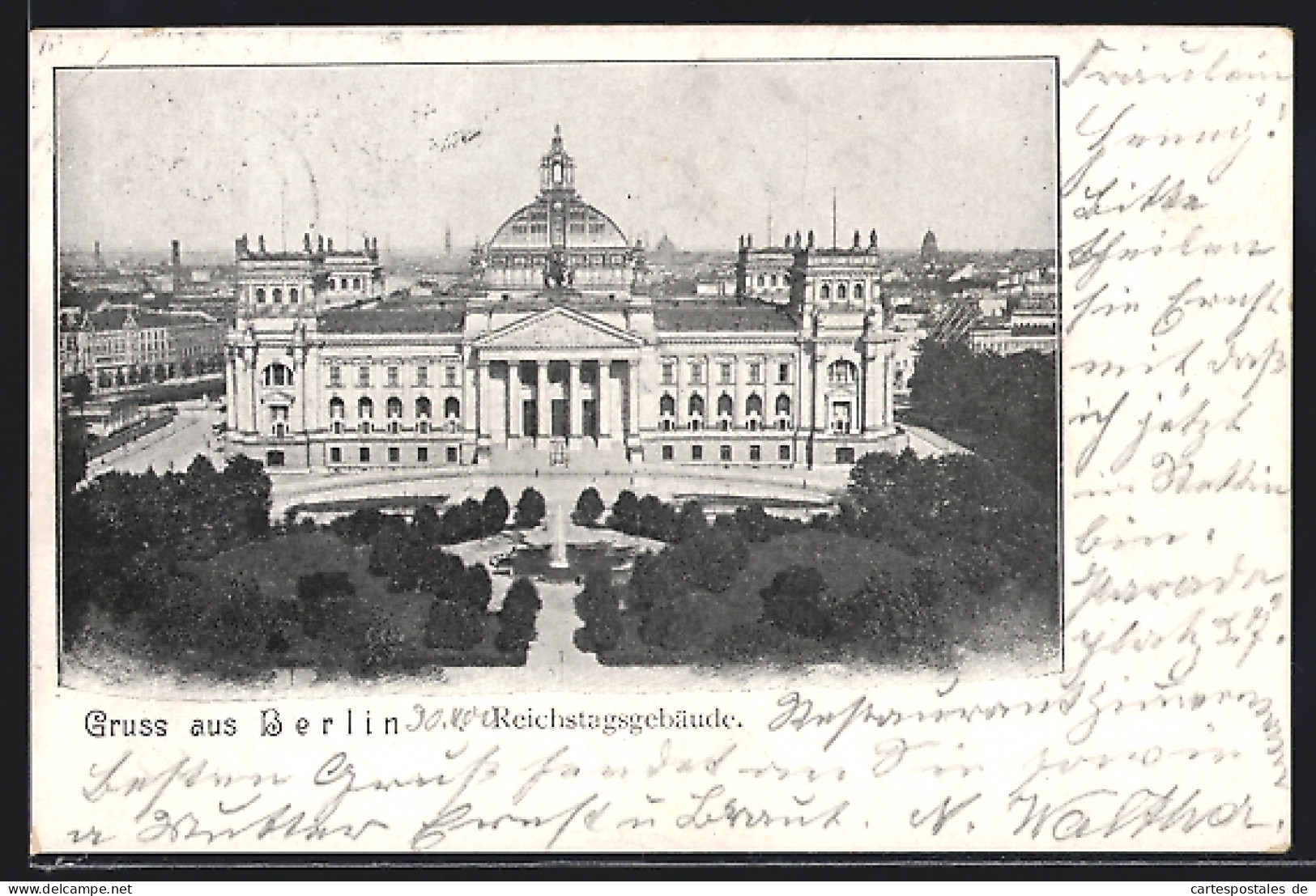 AK Berlin-Tiergarten, Reichstagsgebäude Mit Stadt-Silhouette  - Tiergarten