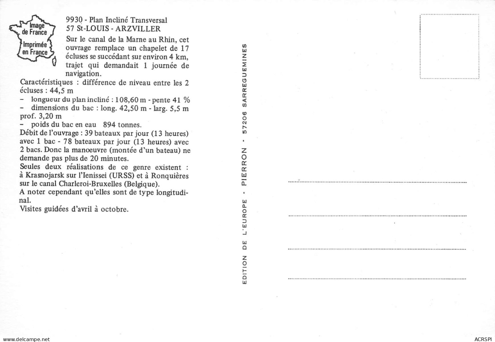 57  Plan Incliné De Saint-Louis-Arzviller Canal De La Marne Au Rhin Vue De Face    N° 15 \MK3004 - Arzviller
