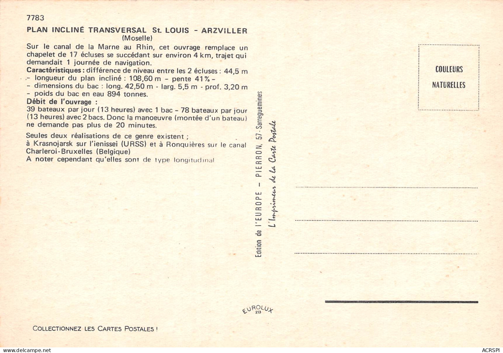 57  Plan Incliné De Saint-Louis-Arzviller Canal De La Marne Au Rhin Bassin D'arrivée  N° 17 \MK3004 - Arzviller