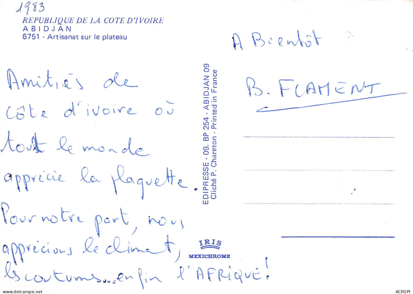 COTE D'IVOIRE  ABIDJAN Artisanat Au Marché Du Plateau  N° 43 \MK3005 - Elfenbeinküste