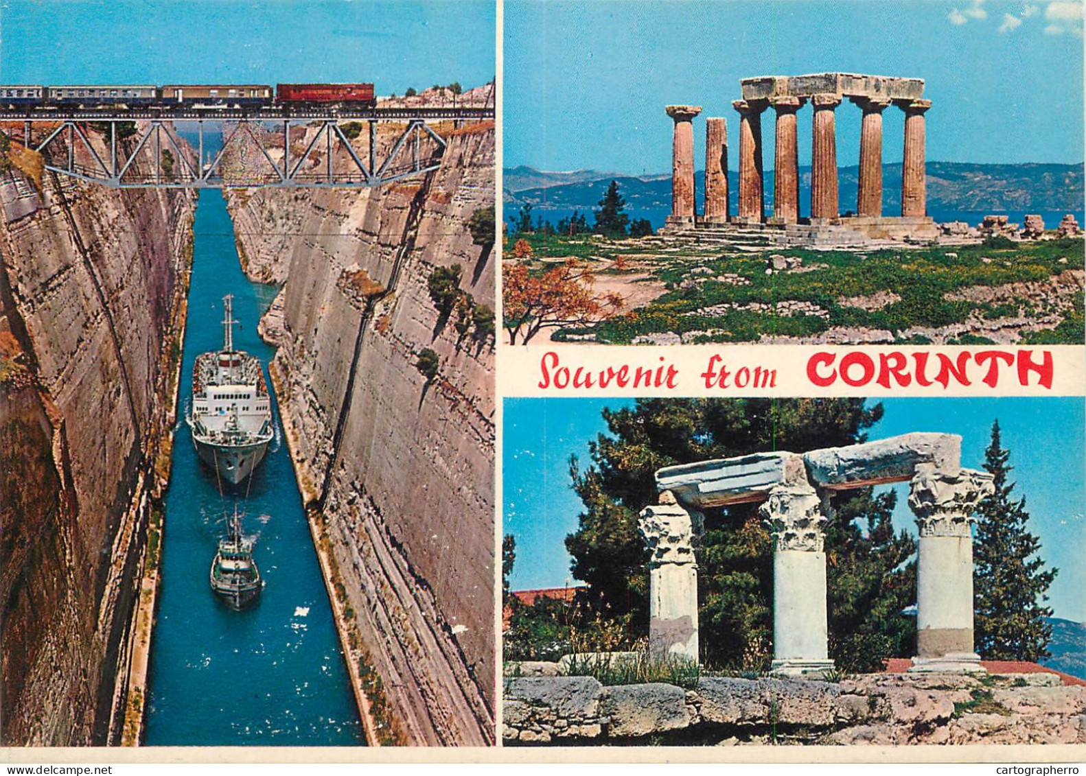 Navigation Sailing Vessels & Boats Themed Postcard Corinth Chanel Ocean Liner And Tugboat - Voiliers