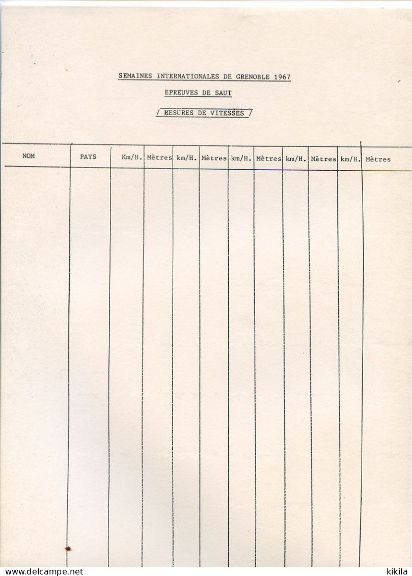 Feuille Des Semaines Internationales 1967 = Jeux Préolympiques Des X° Jeux Olympiques D'Hiver De Grenoble 1968 - Altri & Non Classificati