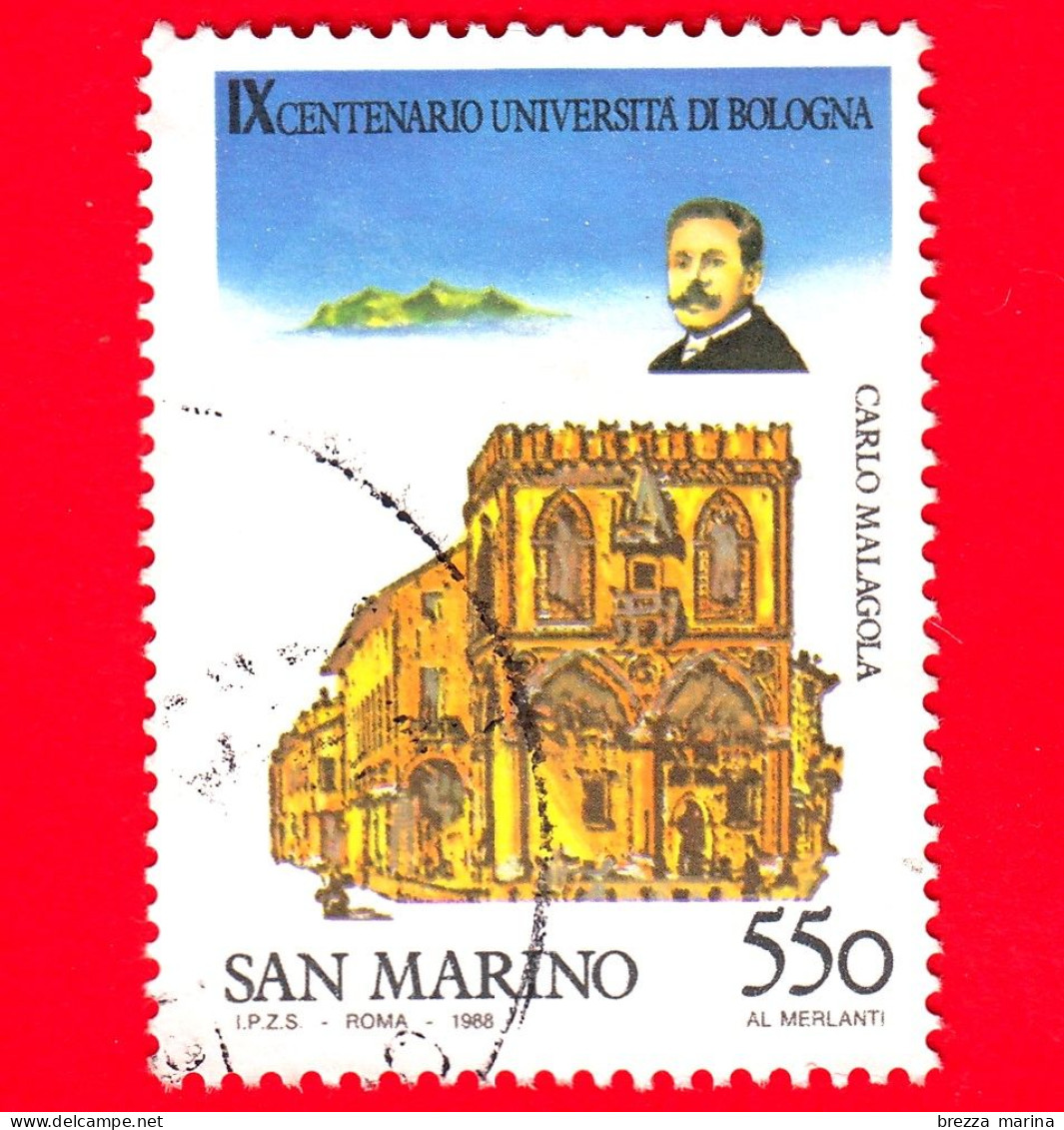 SAN MARINO - Usato - 1988 - 9º Centenario Dell'università Di Bologna - Palazzo Dei Mercanti E C.Malagola - 550 - Gebruikt