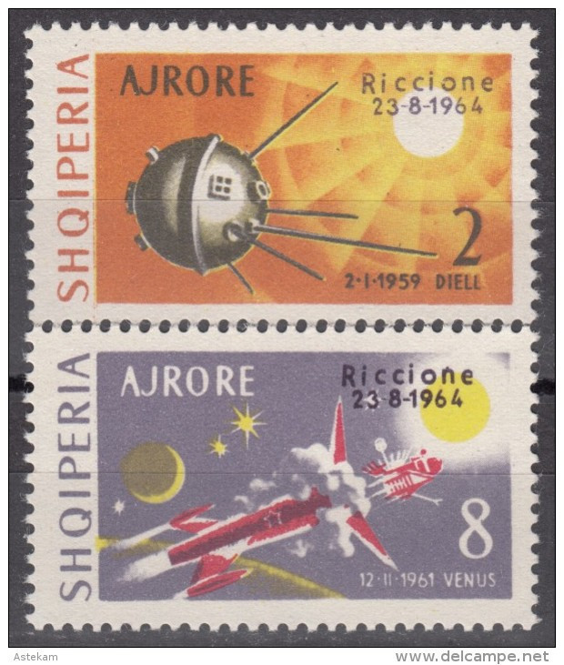 ALBANIA 1964, SPACE With OVERPRINT "RICCIONE" For FHILATELIC EXHIBITION, COMPLETE, MNH SERIES With GOOD QUALITY, *** - Albanië