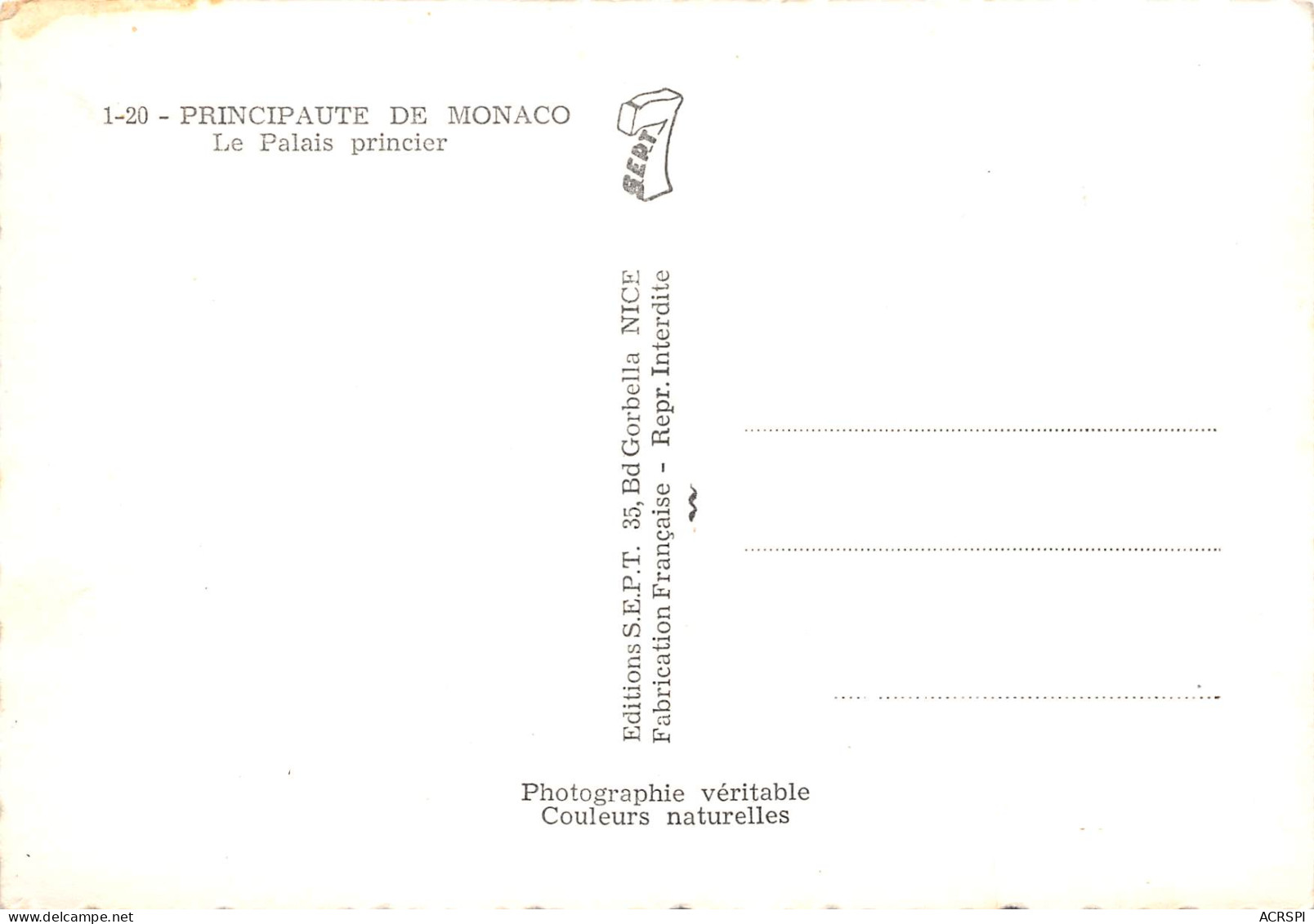 MONACO  Le Palais Princier édition S.E.P.T    N° 109 \MK3006 - Palazzo Dei Principi