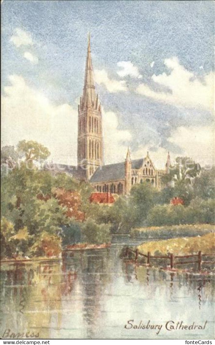11922081 Salisbury Wiltshire Kuenstlerkarte Cathedral Salisbury - Sonstige & Ohne Zuordnung