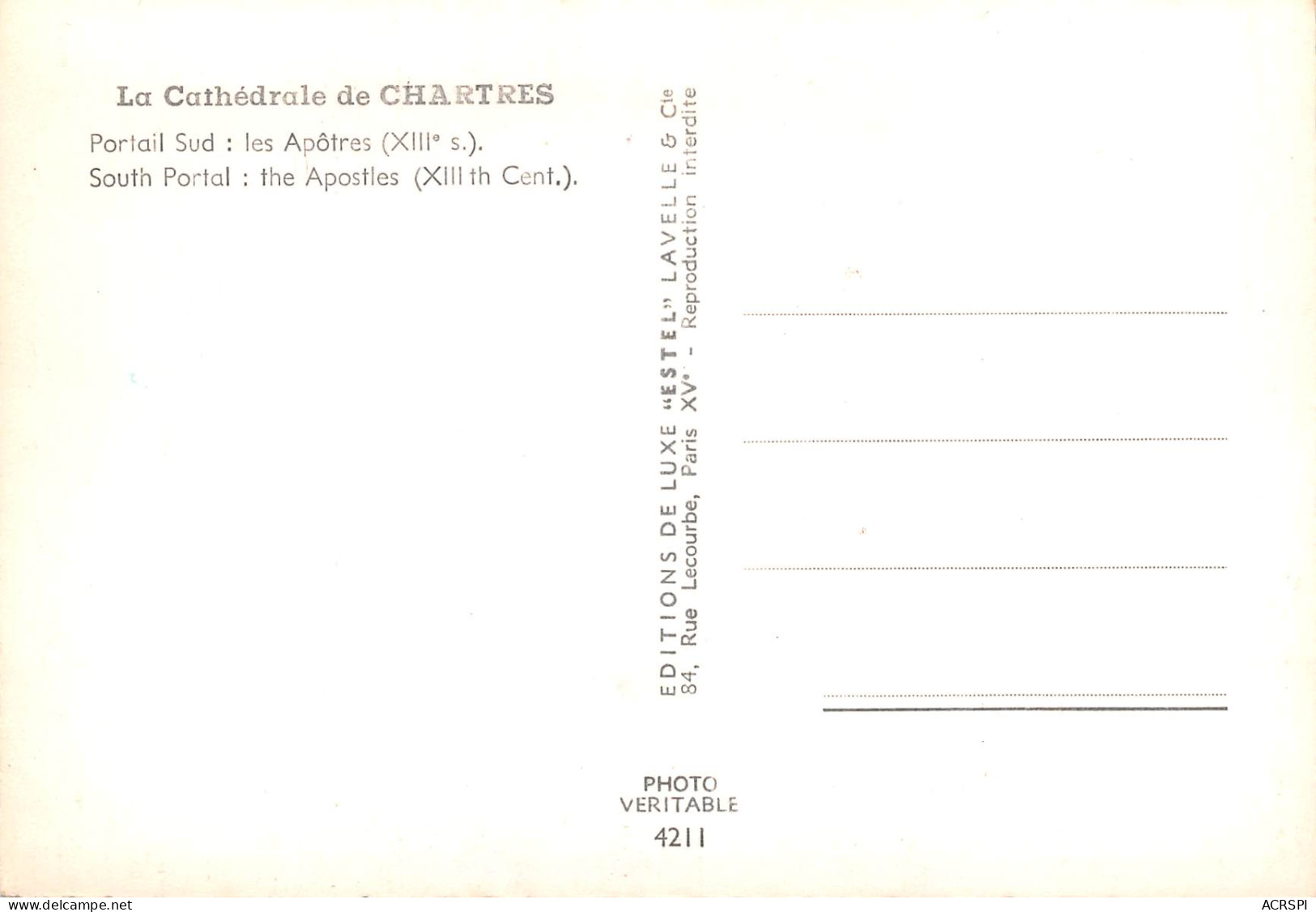 28  CHARTRES La Cathédrale  Sculpture Du Portail Sud Les Apotres   N° 63 \MK3007 - Chartres
