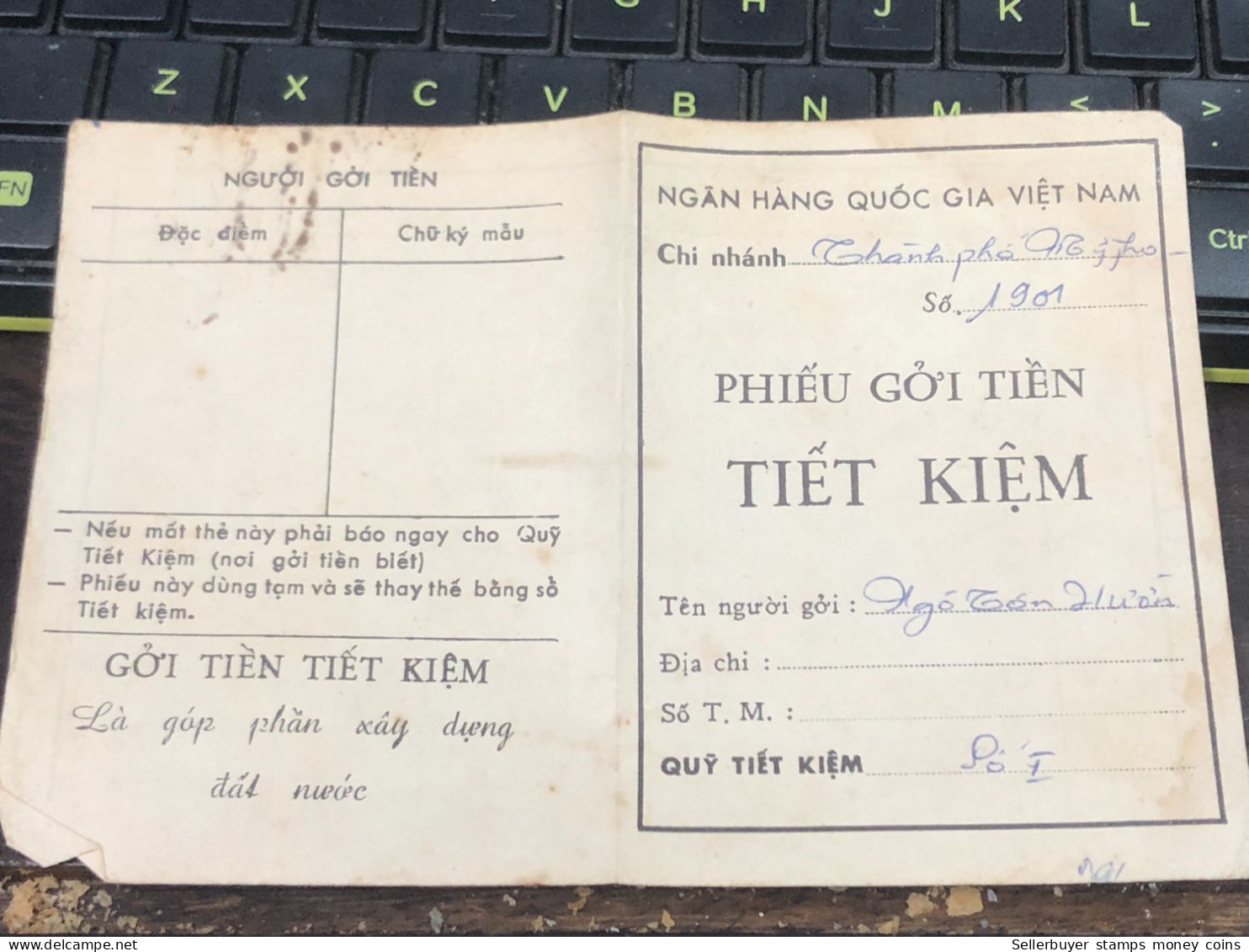 VIET NAM SOUTH STATE BANK SAVINGS BOOK PREVIOUS -1 975-PCS 1 BOOK - Schecks  Und Reiseschecks