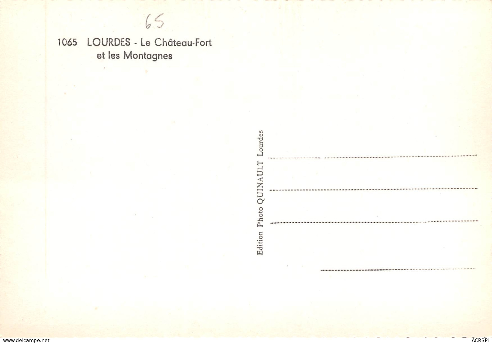 65 Lourdes Le Chateau Fort  Et Le Haut Du Pic Du JER édition Doucet   N° 37 \MK3009 - Lourdes
