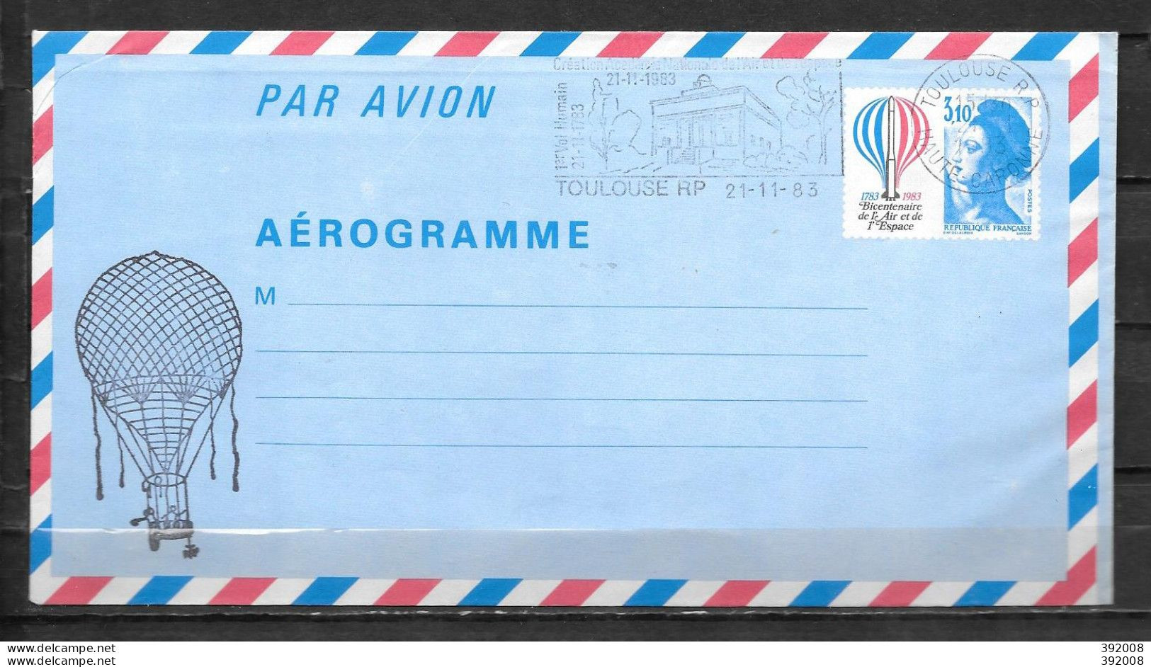 Aérogramme - 1983 - Toulouse - 6 - Sonstige & Ohne Zuordnung