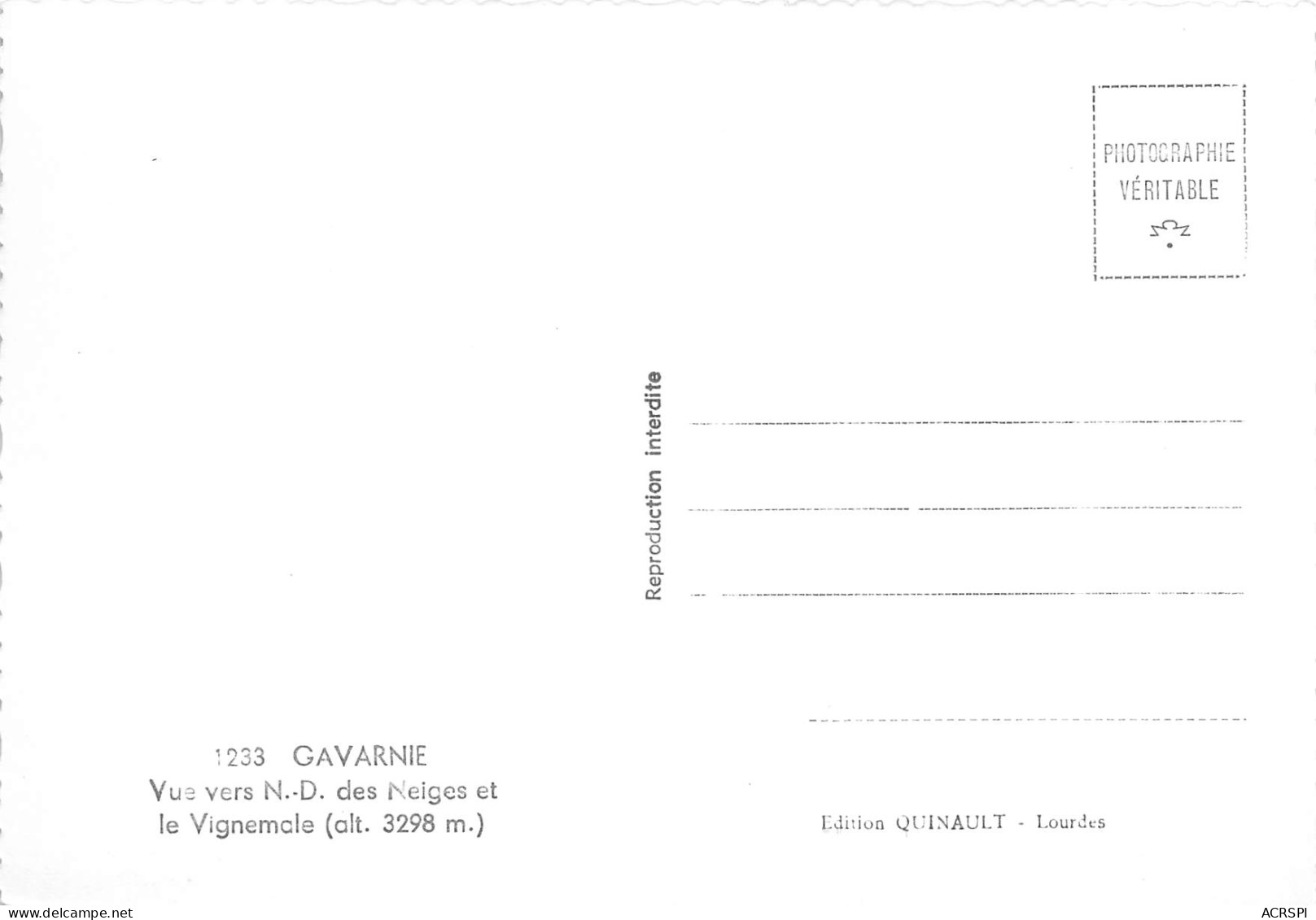 65 GAVARNIE  Vue Vers ND Des Neiges Et Le Vignemale  N° 35 \MK3010 - Gavarnie