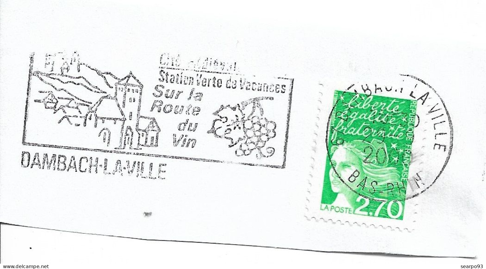 FRANCE. POSTMARK. DAMBACH LA VILE. WINE ROUTE - 1961-....