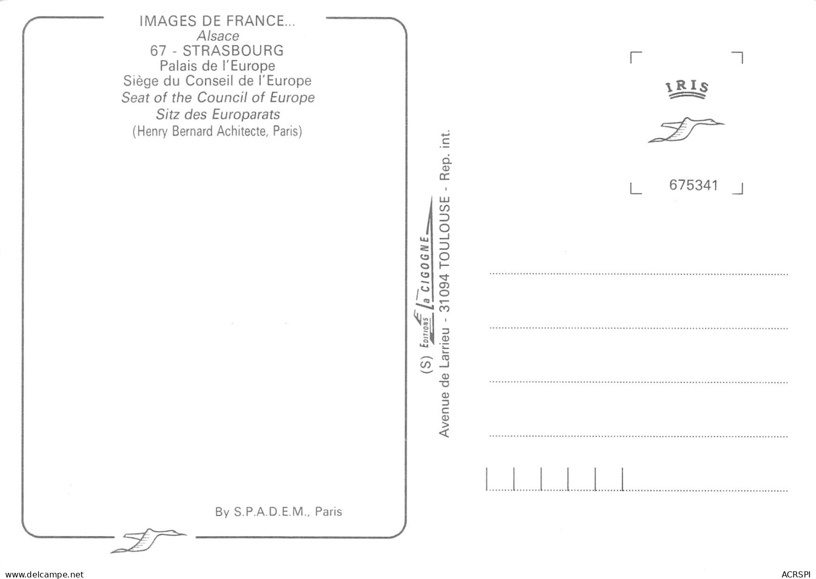 STRASBOURG  Le Palais De L'Europe  Architecte Henry Bernard Sitz Des Europarats Sièges Du Conseil  N°139 \MK3021 - Strasbourg