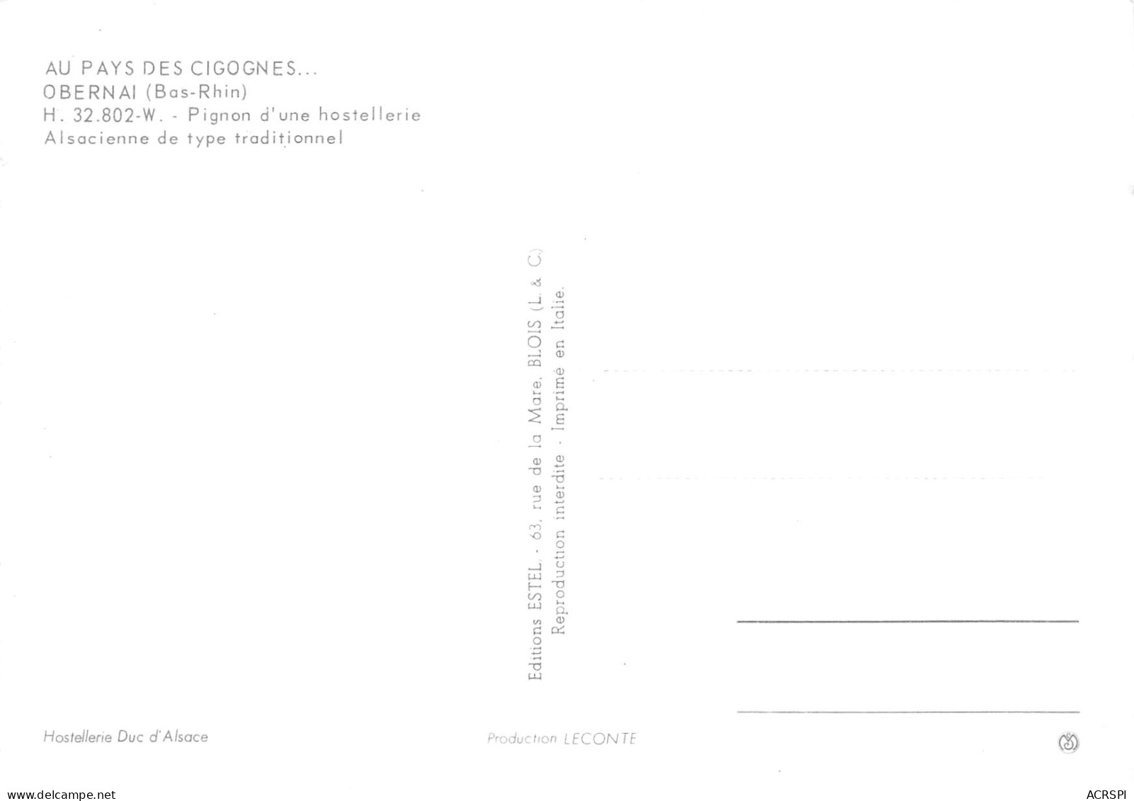 67  OBERNAI  Hostellerie Du DUC D'Alsace   N° 79 \MK3022 - Obernai