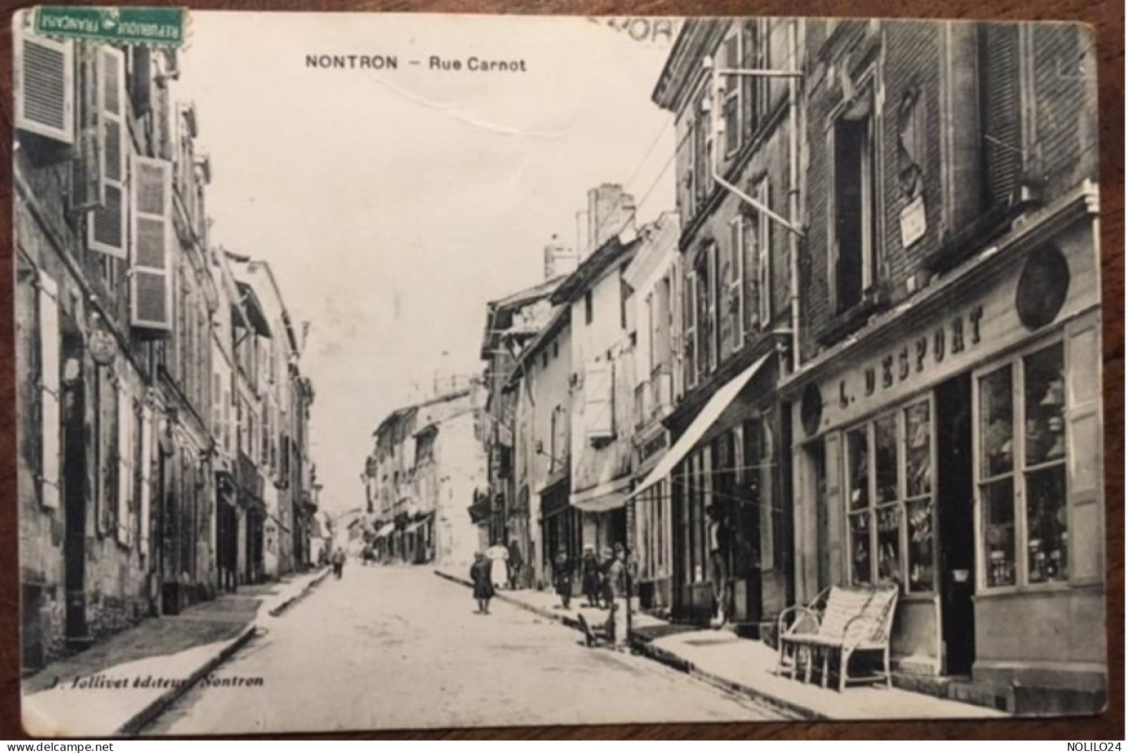 Cpa 24 Dordogne, NONTRON, Rue Carnot, Animée, Commerces, Enseignes L.Desport, Etc - Nontron