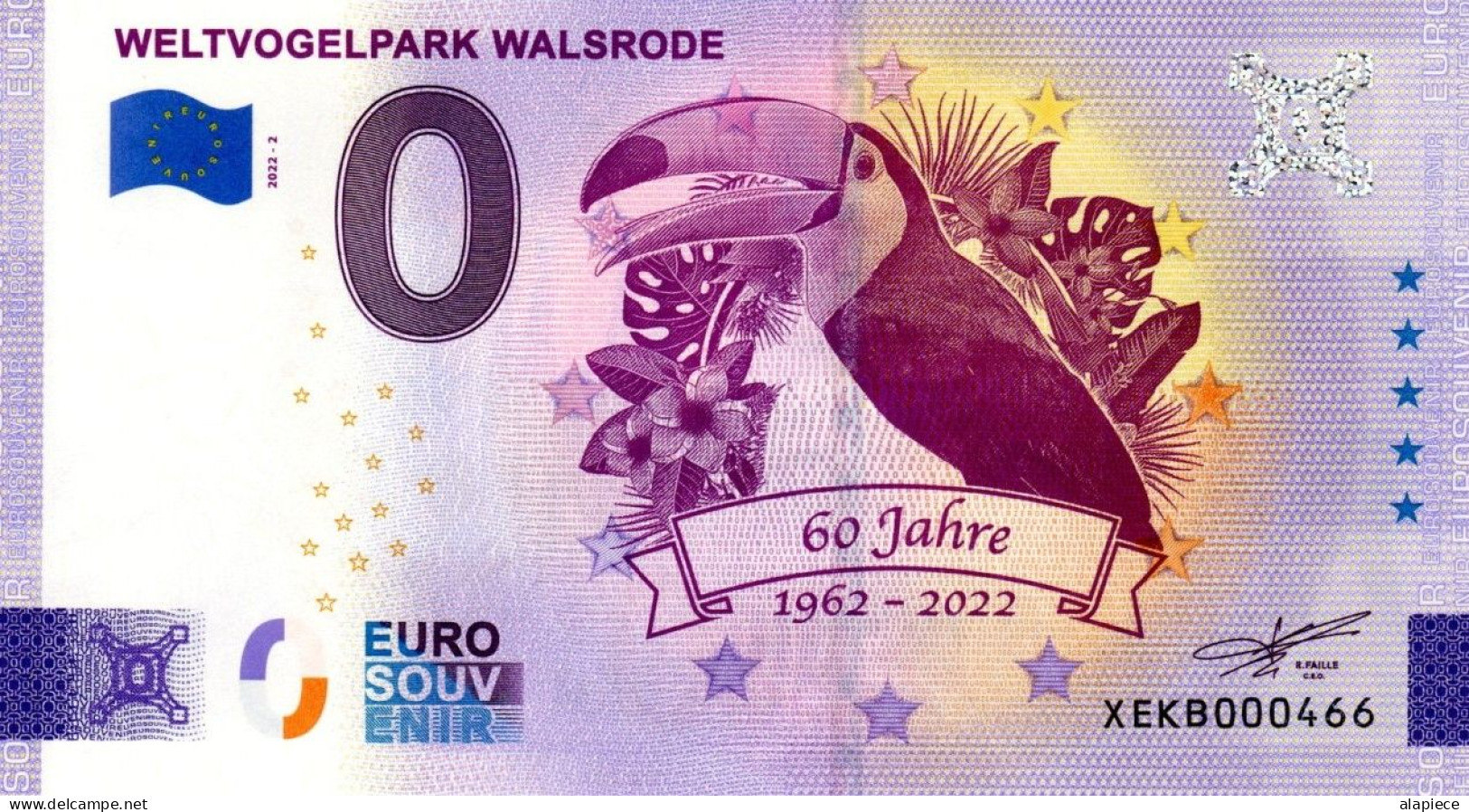 Billet Touristique - 0 Euro - Allemagne -Weltvogelpark Walsrode (2022-2) - Prove Private