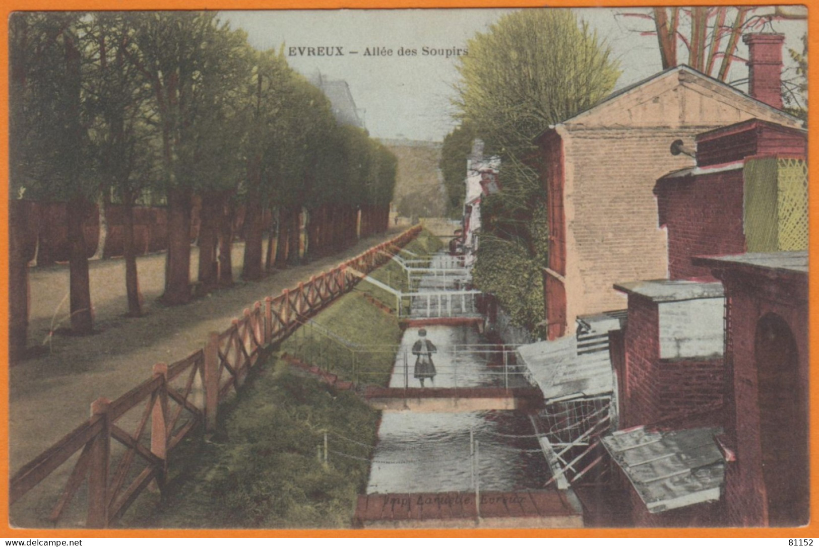 CPA De EVREUX " Allée Des Soupirs "  Mai 1908   Avec Un  Cachet Rare Du " Lycée D'Evreux  MATH-ELEM 1907-1908 " - Evreux