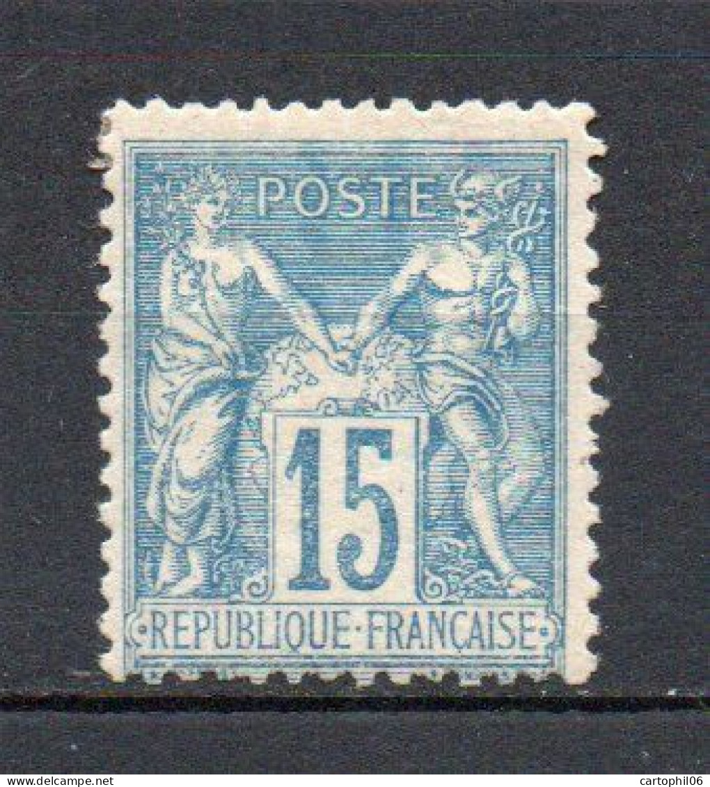 - FRANCE N° 101 Neuf * MH - 15 C. Bleu Type Sage II - Cote 40,00 € - - 1876-1898 Sage (Type II)