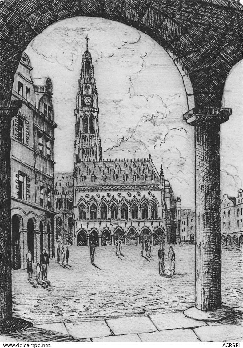 62  ARRAS Gravure  Grand Place Dessin Esquisse   N° 13 \MK3024 - Arras