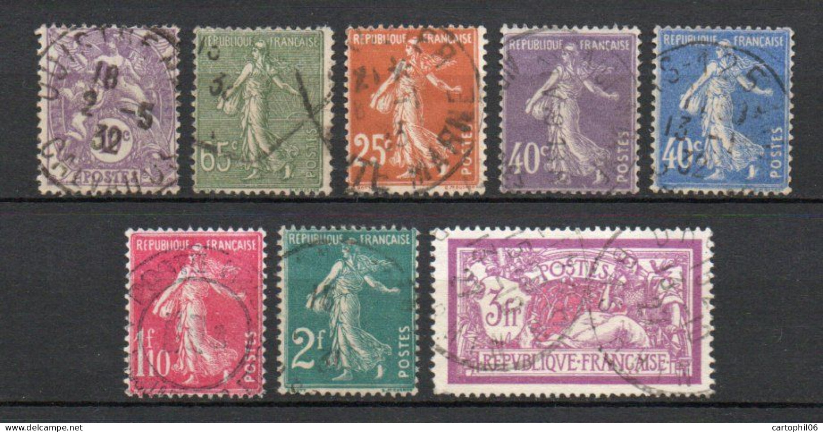 - FRANCE N° 233/40 Oblitérés - Série Type Blanc, Semeuse Et Merson 1927-31 (8 Timbres) - - Used Stamps