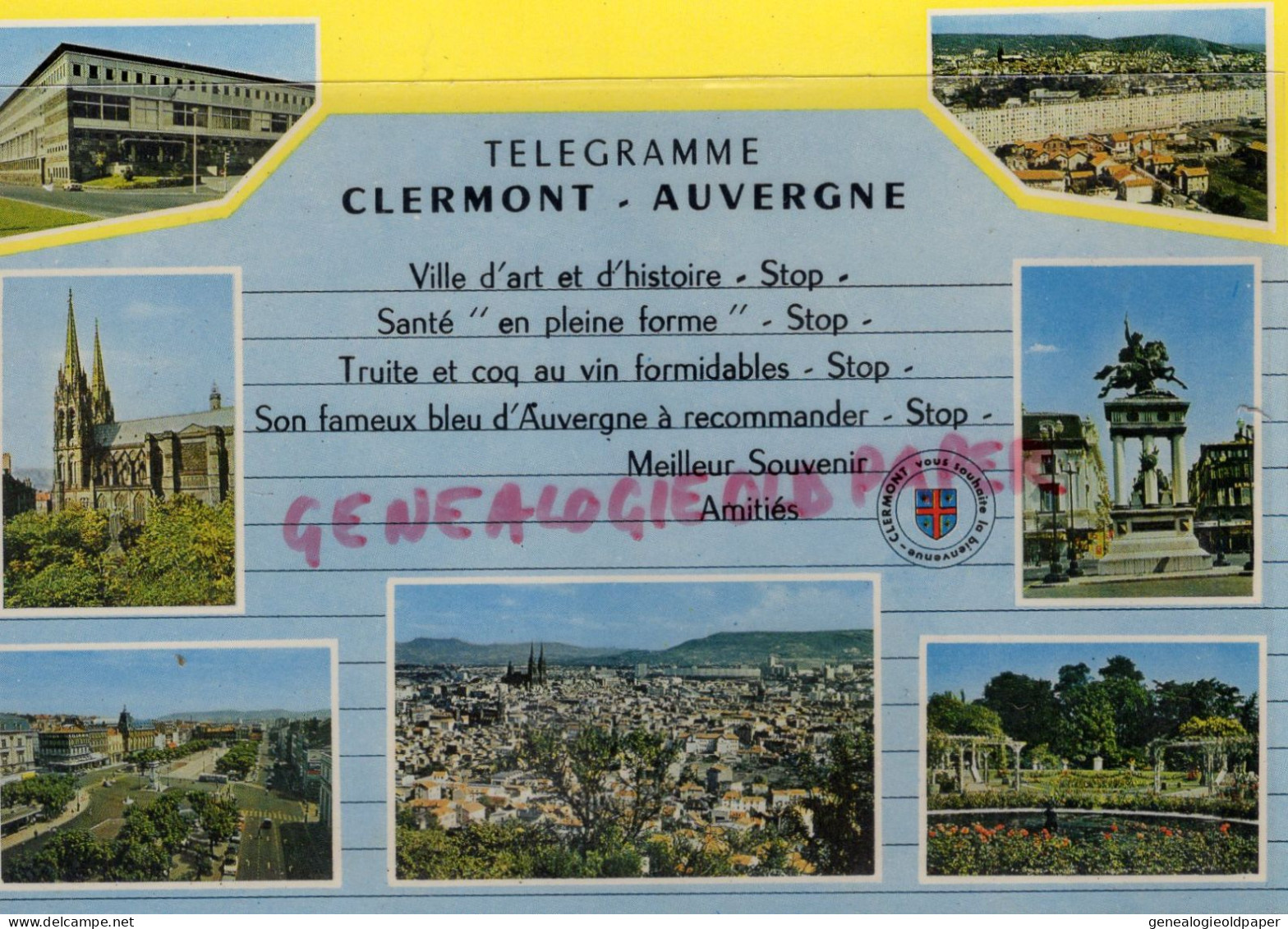 63- CLERMONT FERRAND - TELEGRAMME AUVERGNE - Clermont Ferrand