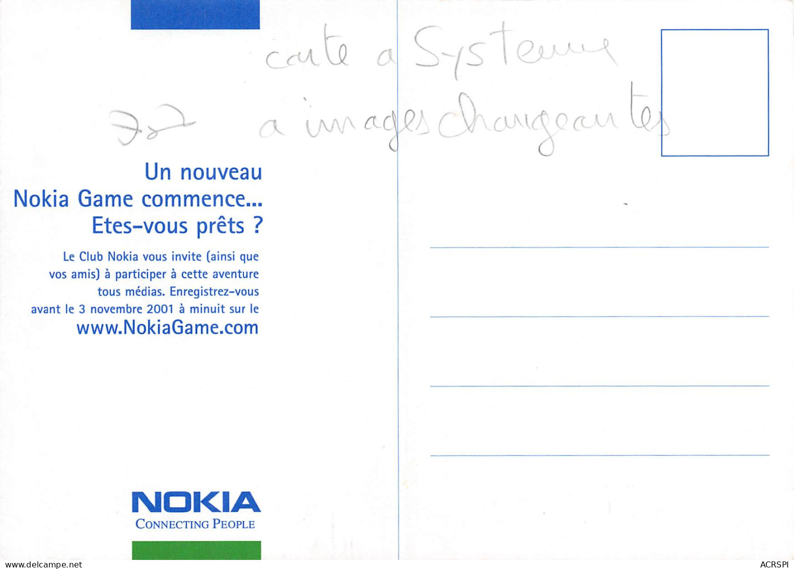 NOKIA Carte à Systeme à Image Changeante PUB Publicité N° 77 \MK3026 - Werbepostkarten