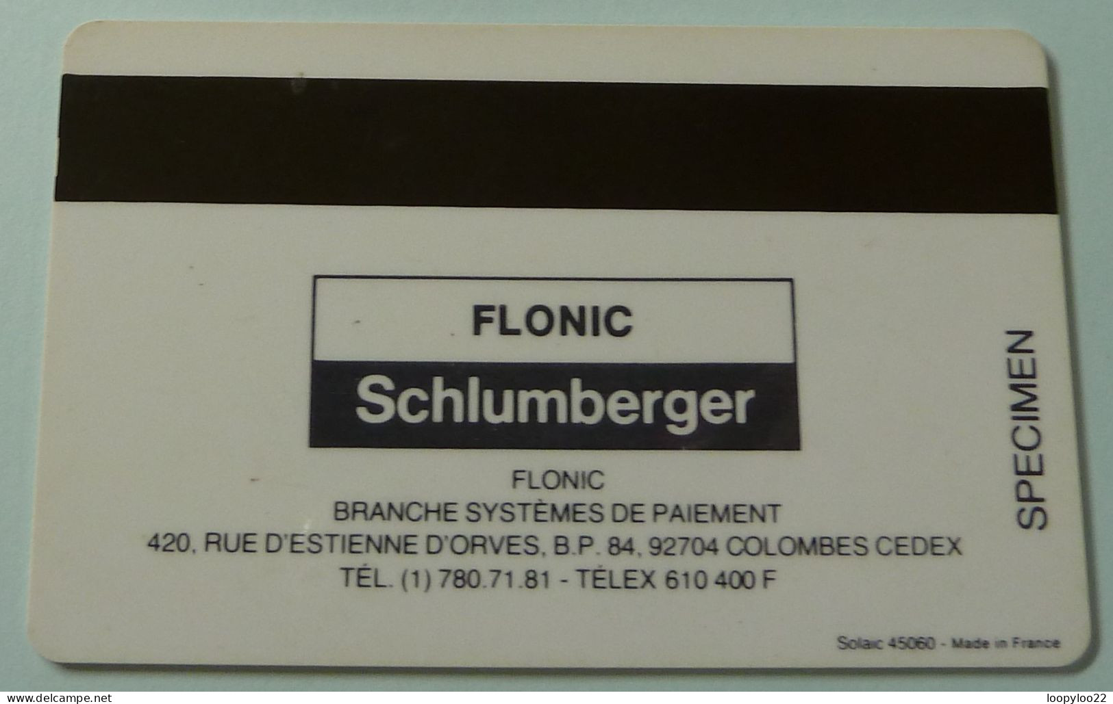 FRANCE - Flonic Smartcard Demo - World - Schlumberger - 1980 - 1982 - Specimen - Sonstige & Ohne Zuordnung