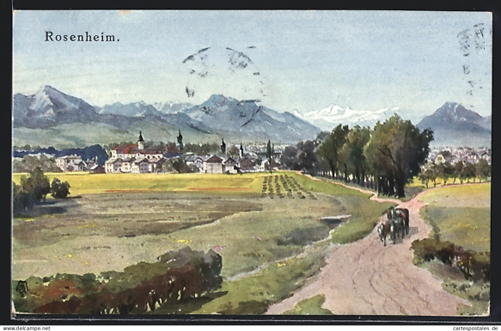 Künstler-AK Rosenheim / Obb., Blick Vom Hofbräu-Keller  - Rosenheim