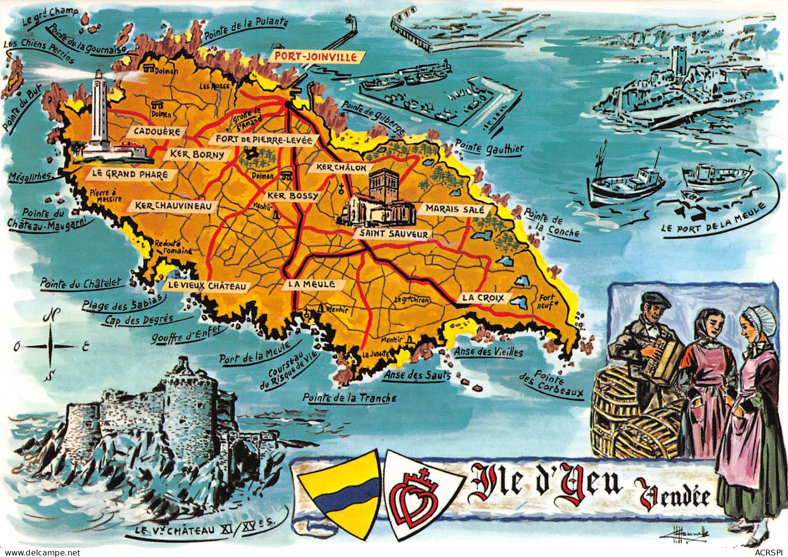85  Île D'Yeu  Carte Map Plan Dessin Esquisse Croquis   N° 92  \MK3027 - Ile D'Yeu