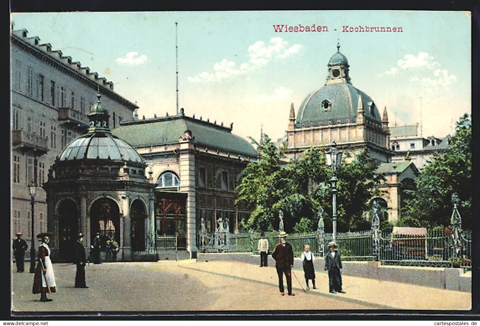 AK Wiesbaden, Kochbrunnen Mit Passanten  - Wiesbaden