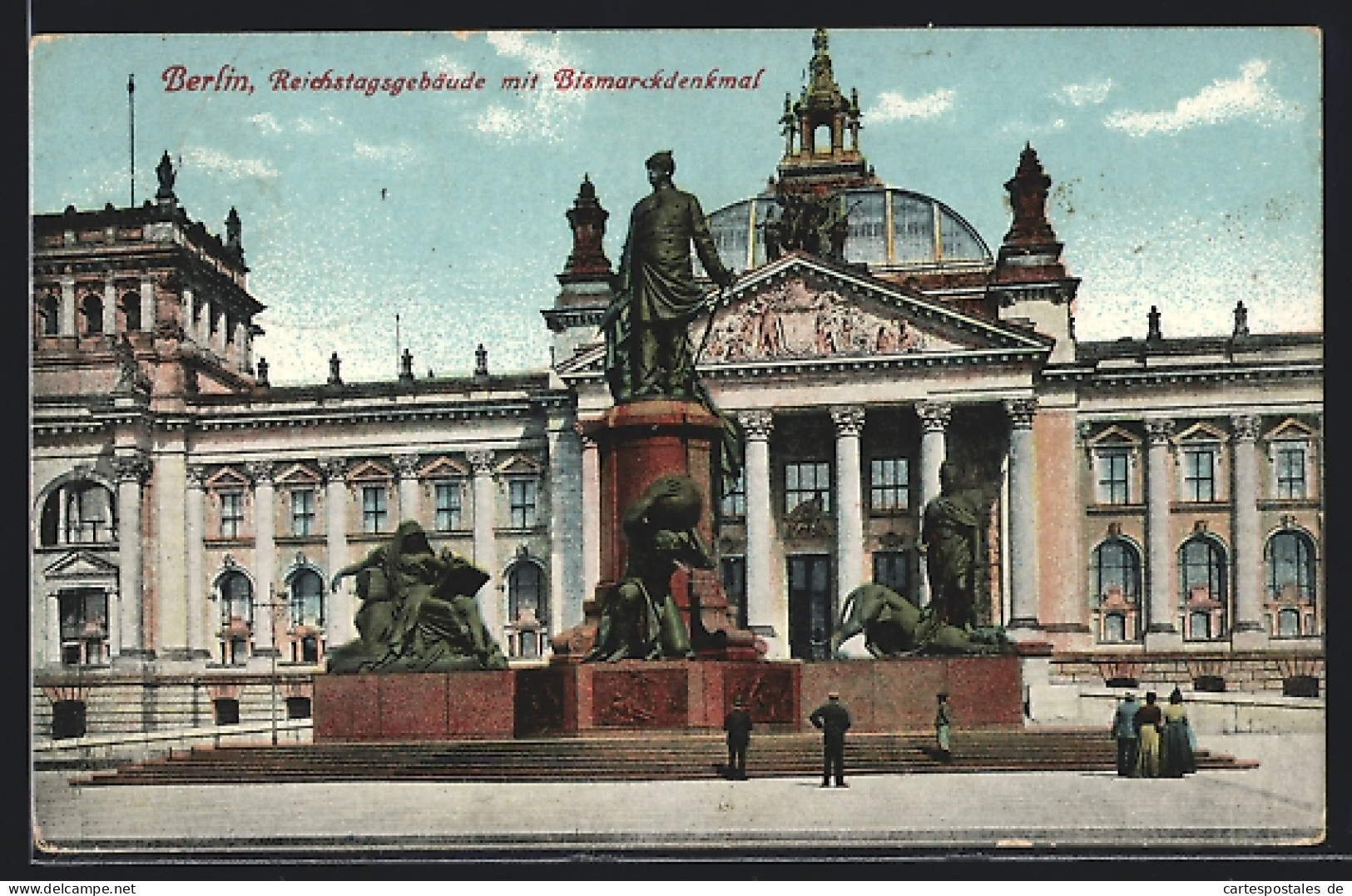 AK Berlin, Reichstagsgebäude Mit Bismarckdenkmal  - Tiergarten