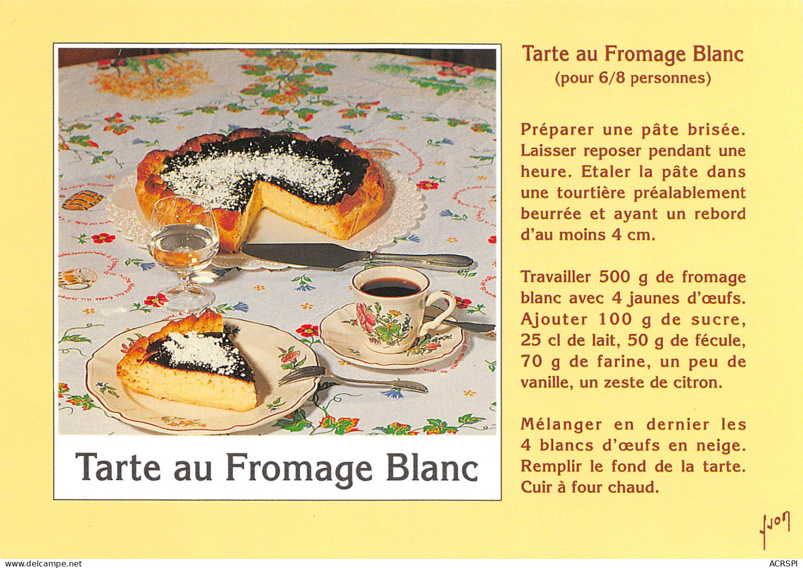 Recette Tarte Au Fromage Blanc Alsacienne Ou Käsekuchen Strasbourg  N° 7 \MK3029 - Recepten (kook)