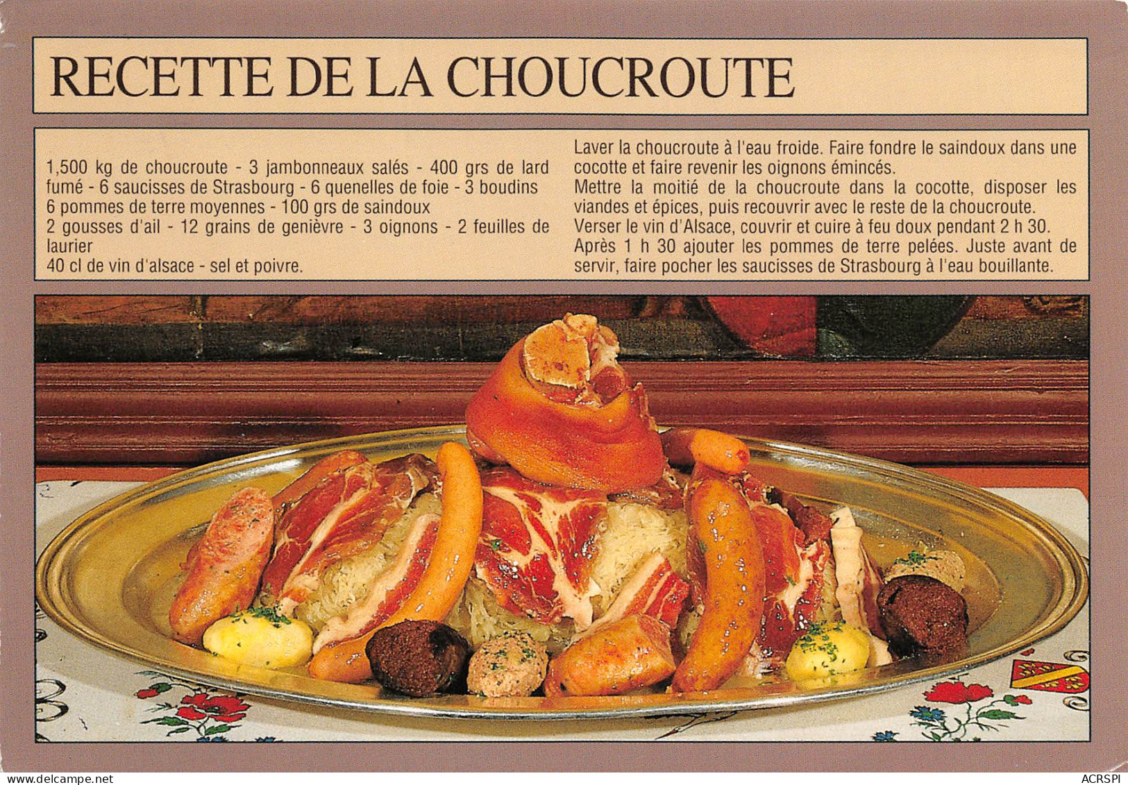 Recette Choucroute Carmen Et Marc Rohfritsch Restaurant La Maison Des Têtes Colmar  N° 8 \MK3029 - Recipes (cooking)