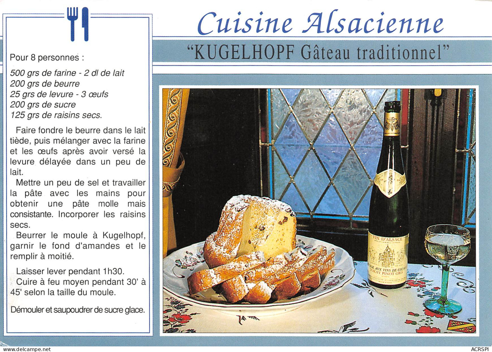 Recette KUGELHOPF Carmen Et Marc Rohfritsch Restaurant La Maison Des Têtes Colmar  N° 16 \MK3029 - Recipes (cooking)