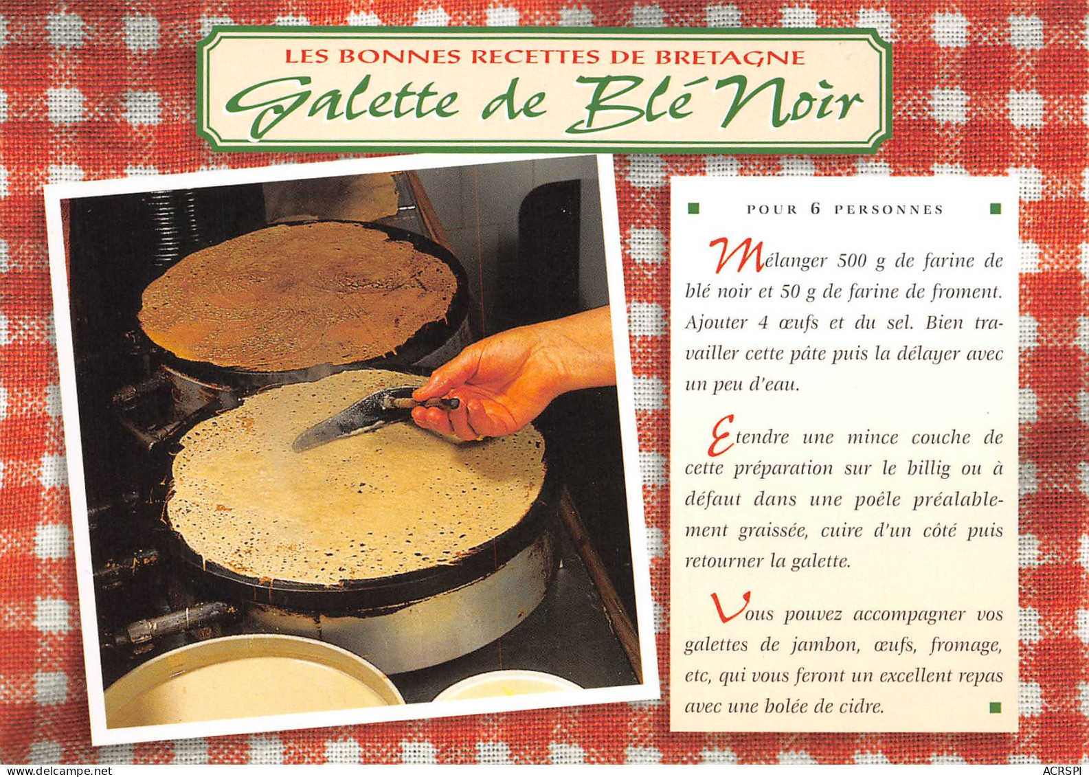 Recette Galette De Blé Noir  Bretonne LOUANNEC  N° 45 \MK3029 - Recettes (cuisine)