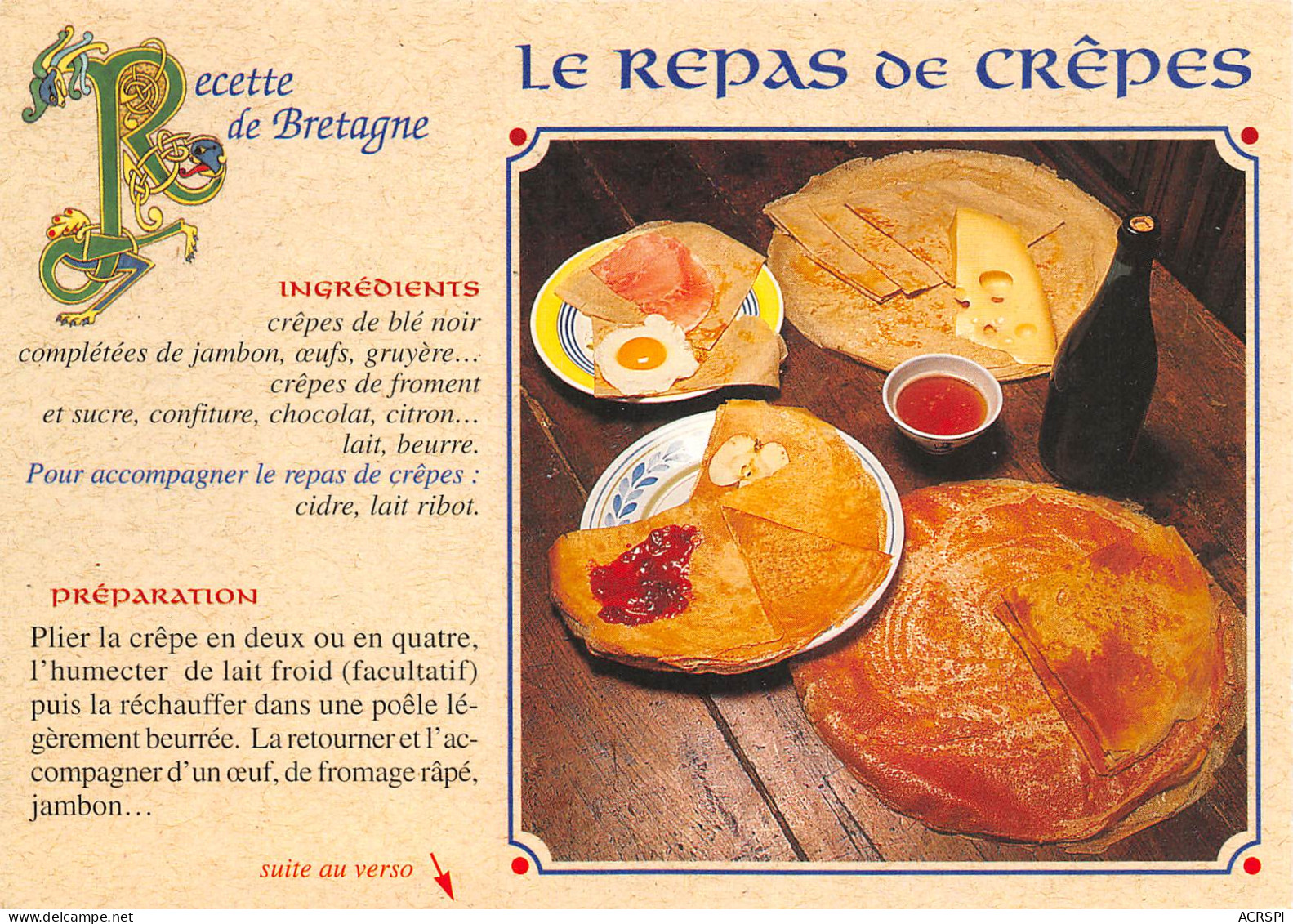 Recette Du Repas De Crêpes Bretonne Chateaulin   N° 54 \MK3029 - Recipes (cooking)