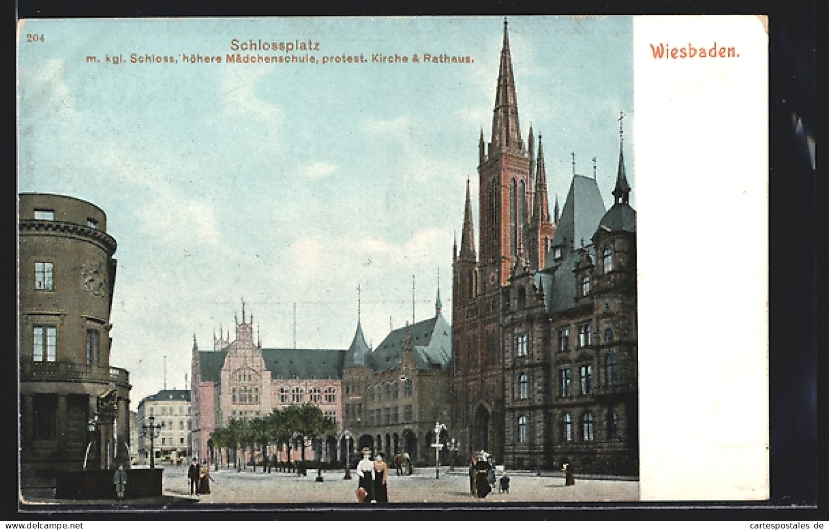 AK Wiesbaden, Schlossplatz Mit Schloss Und Rathaus  - Wiesbaden