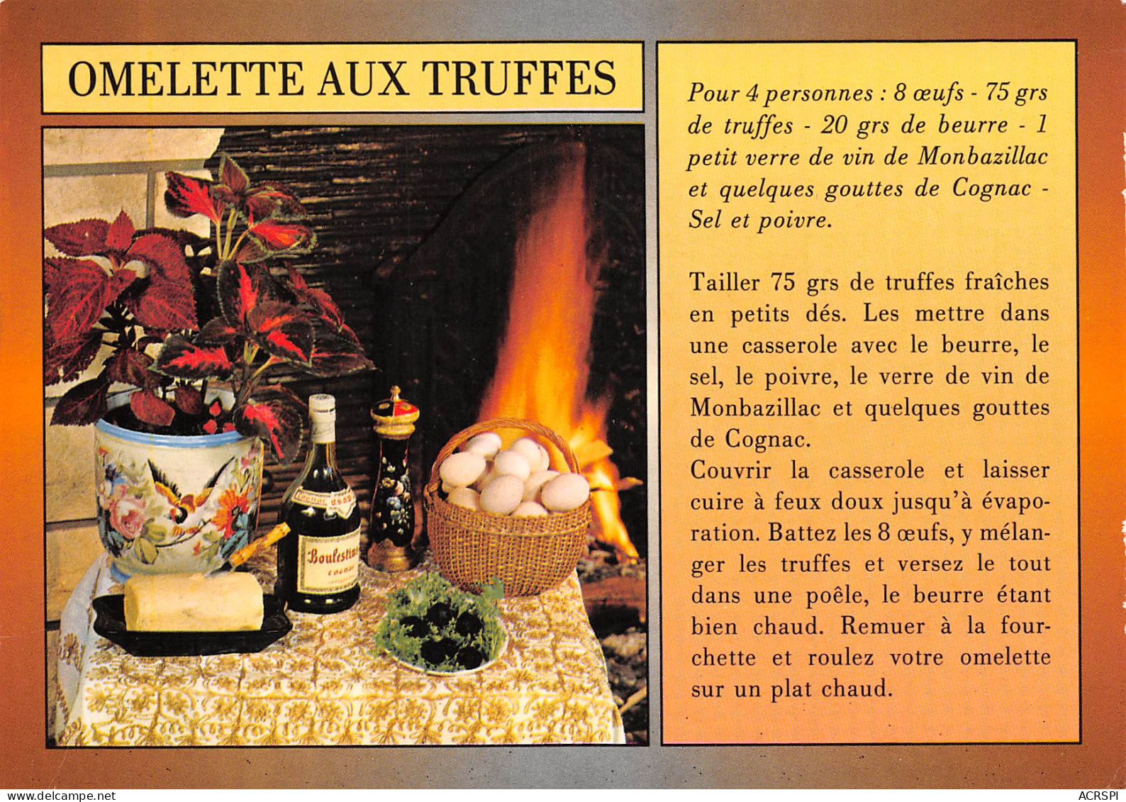Recette Omelette Aux Truffes Sarlat Périgord  N° 67 \MK3029 - Recipes (cooking)