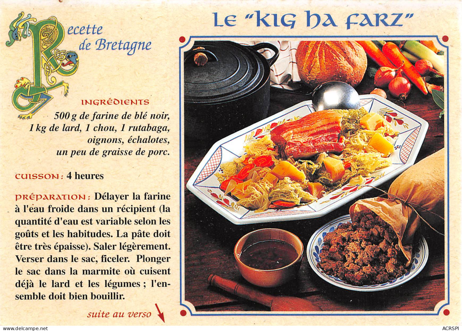 Recette KIG HA FARZ Bretagne Simone Morand Chateaulin  N° 77 \MK3029 - Recipes (cooking)