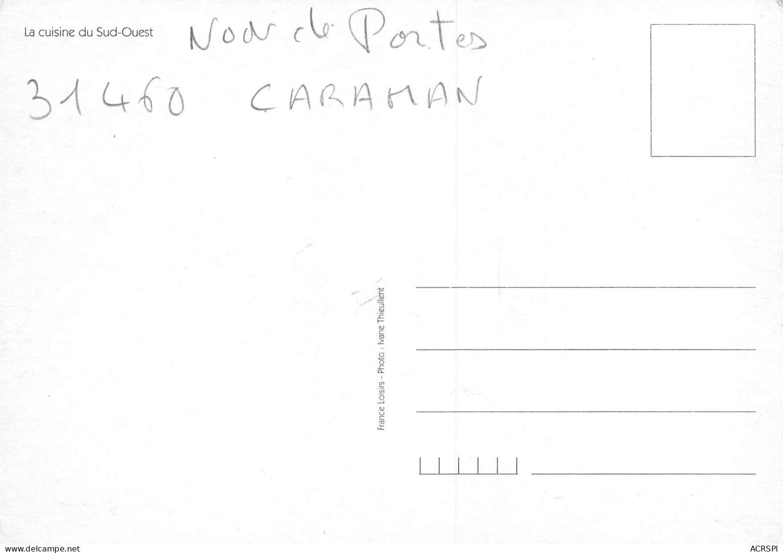 Recette Jambon Saucisson COLVERT NON DE PORTES 31460 CARAMAN  N° 78 \MK3029 - Recettes (cuisine)