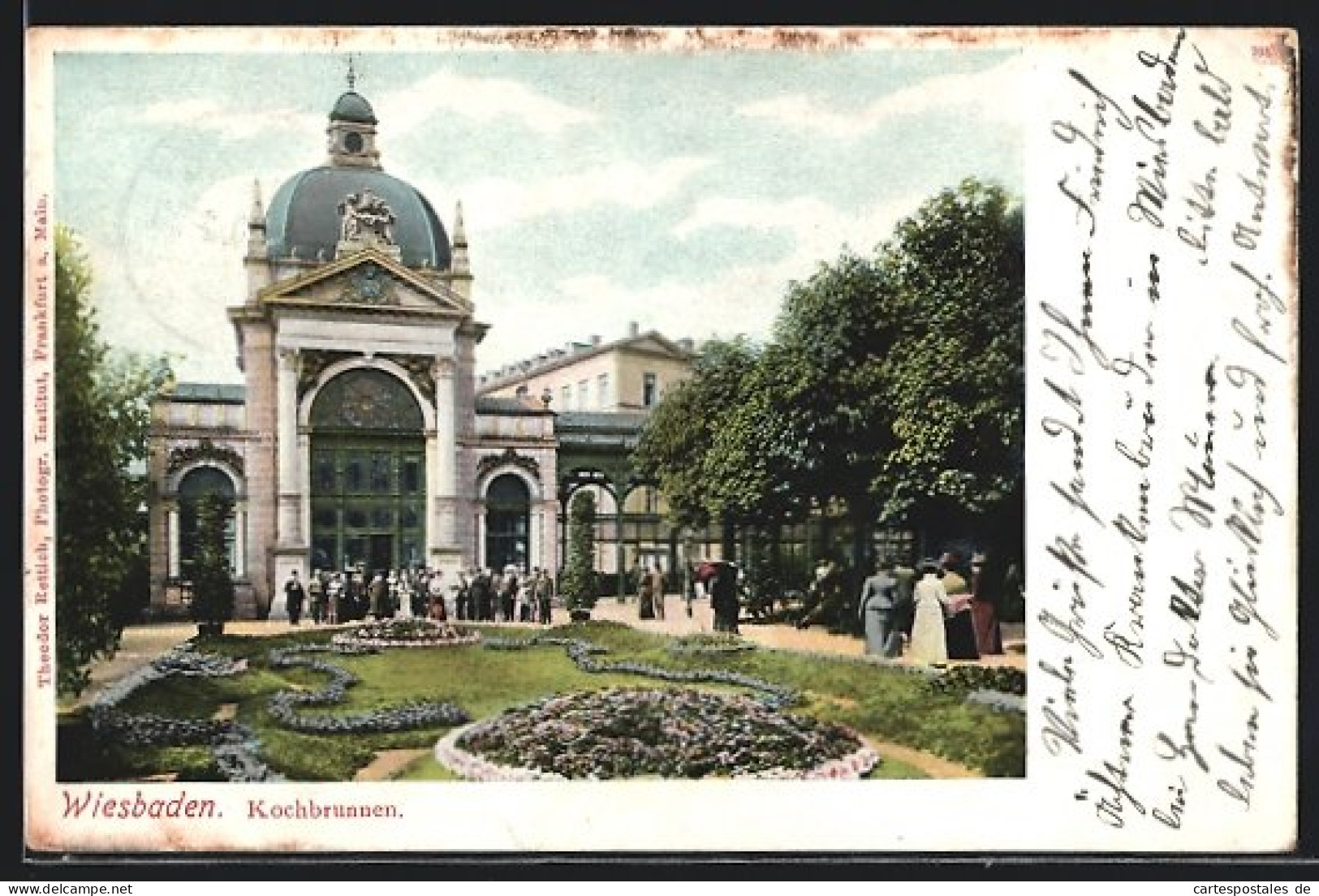 AK Wiesbaden, Kochbrunnen Mit Besuchergruppe  - Wiesbaden