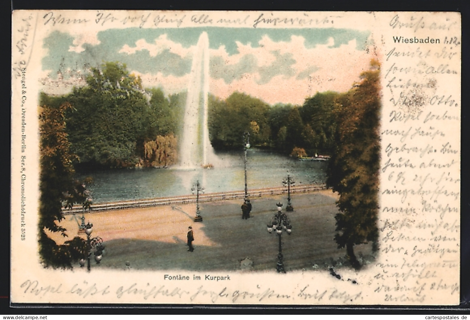 AK Wiesbaden, Fontäne Im Kurpark  - Wiesbaden