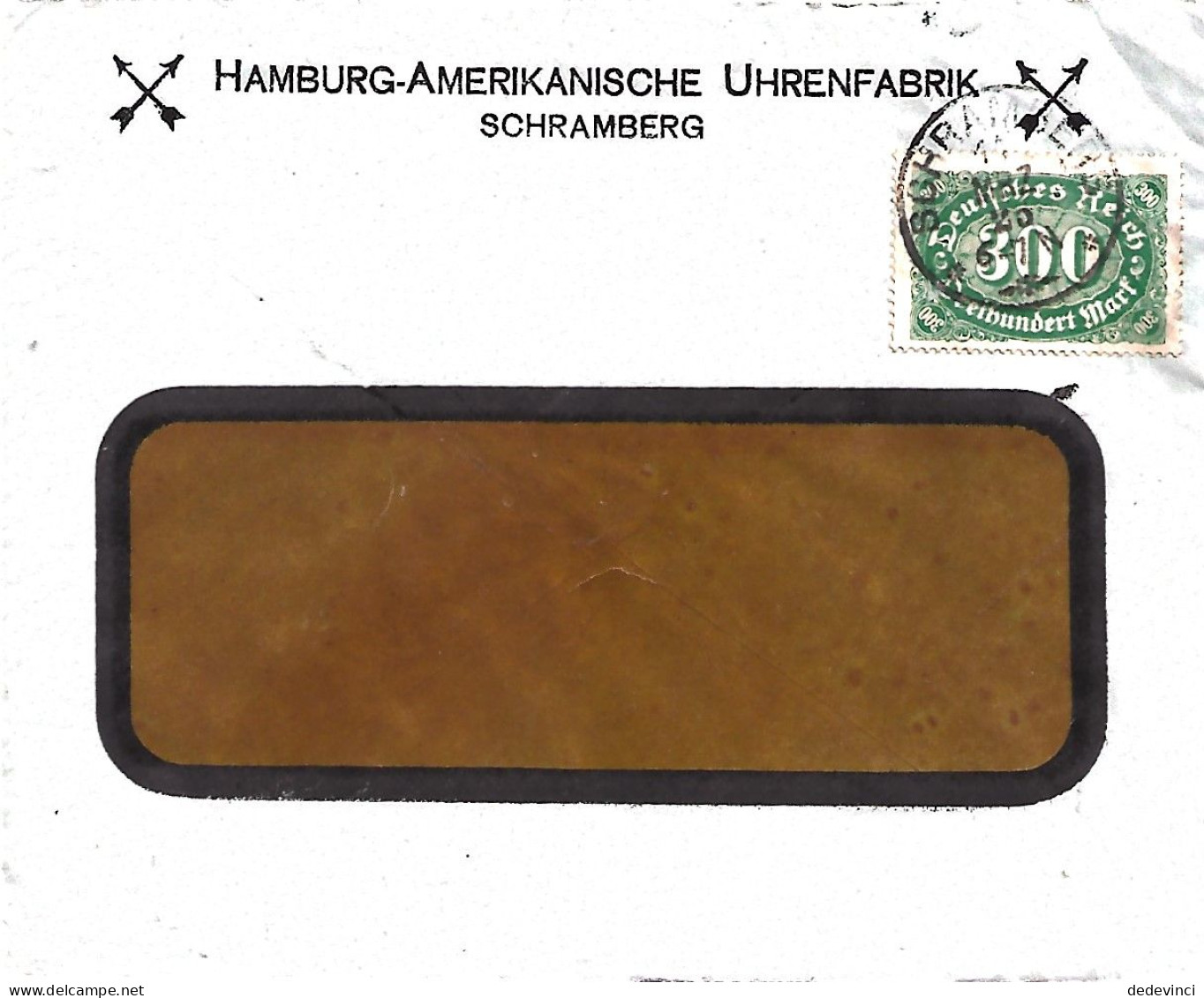 Hamburg-Amerikanische UhrenfabriK Schramberg (lettre Couleur Vert Pb De Scann) - Lettres & Documents