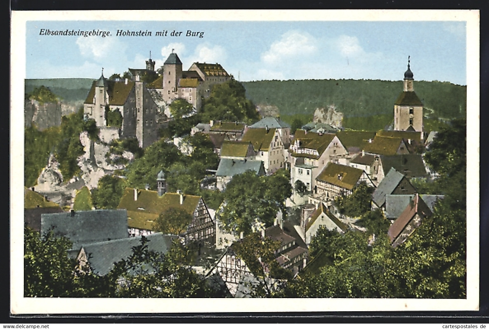 AK Hohnstein / Elbe, Ortsansicht Mit Burg Aus Der Vogelschau  - Hohnstein (Sächs. Schweiz)