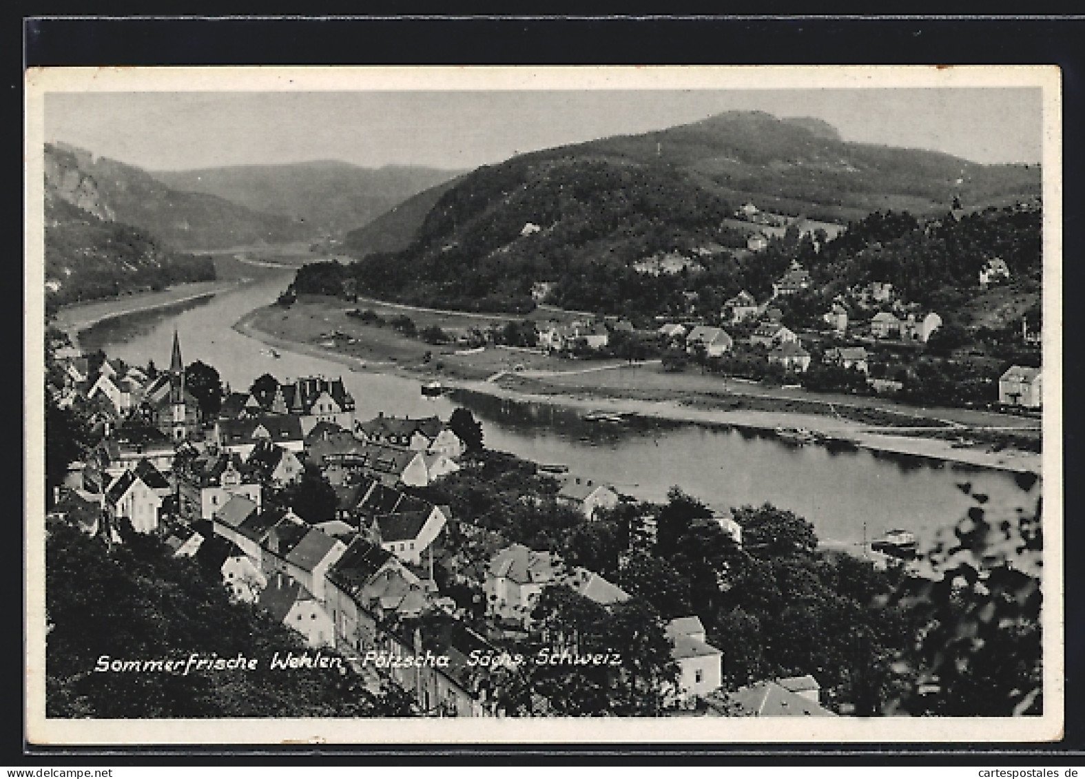 AK Wehlen /Sächs. Schweiz, Ortsansicht Mit Pötzscha Aus Der Vogelschau  - Wehlen