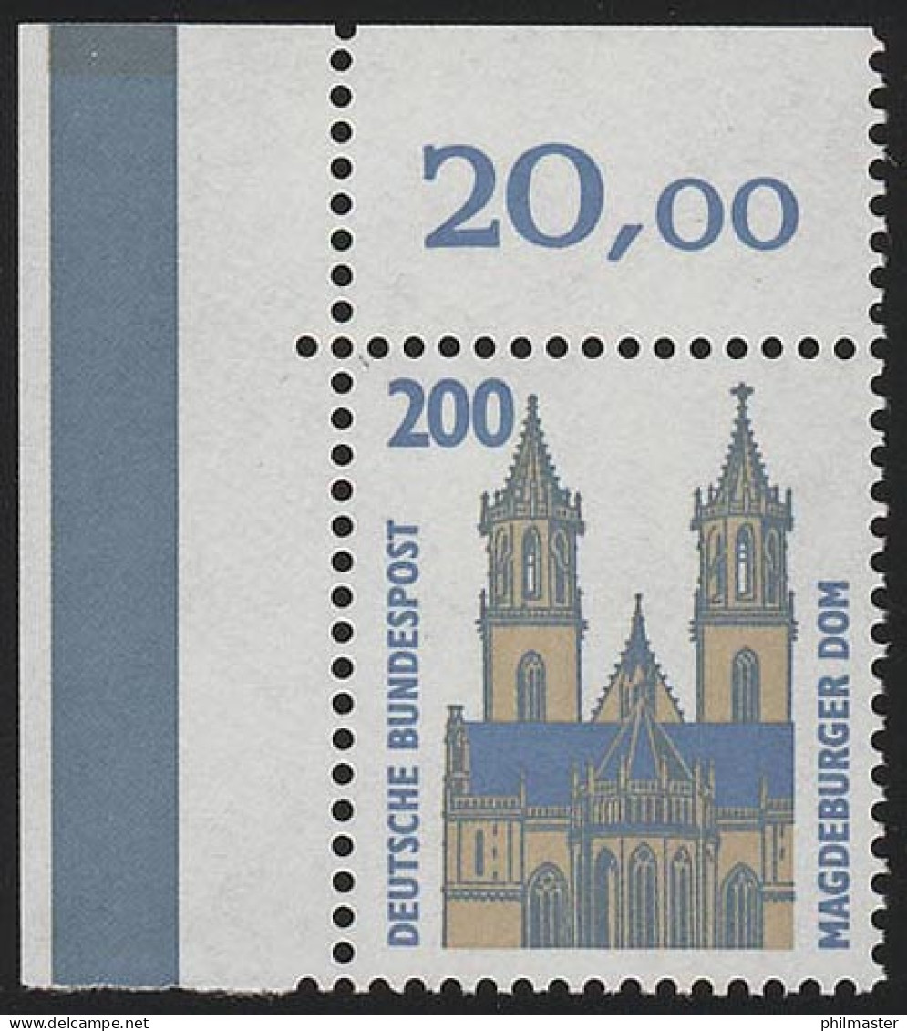 1665 SWK 200 Pf Ecke Ol MIT Naht ** Postfrisch - Unused Stamps