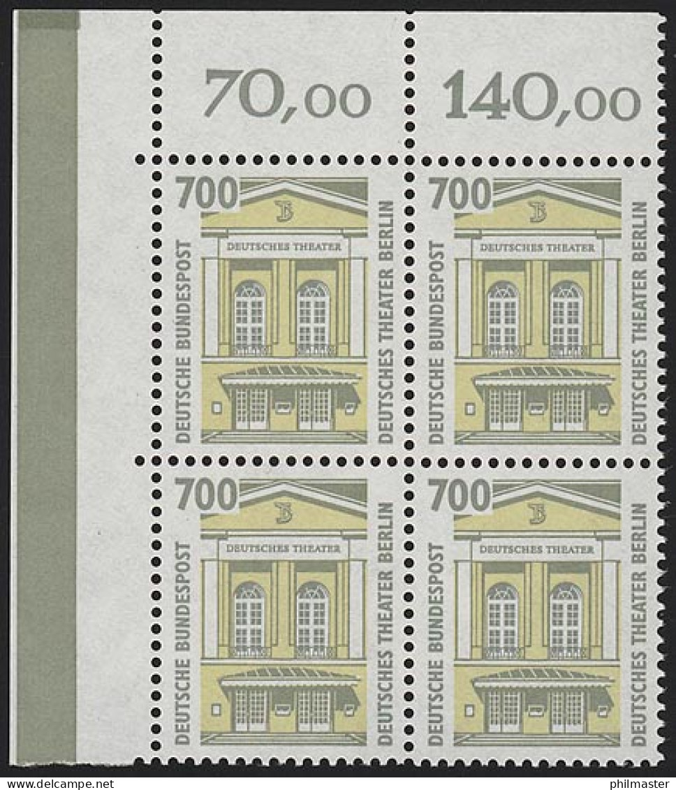 1691 SWK 700 Pf Eck-Vbl. Ol MIT Naht ** Postfrisch - Unused Stamps