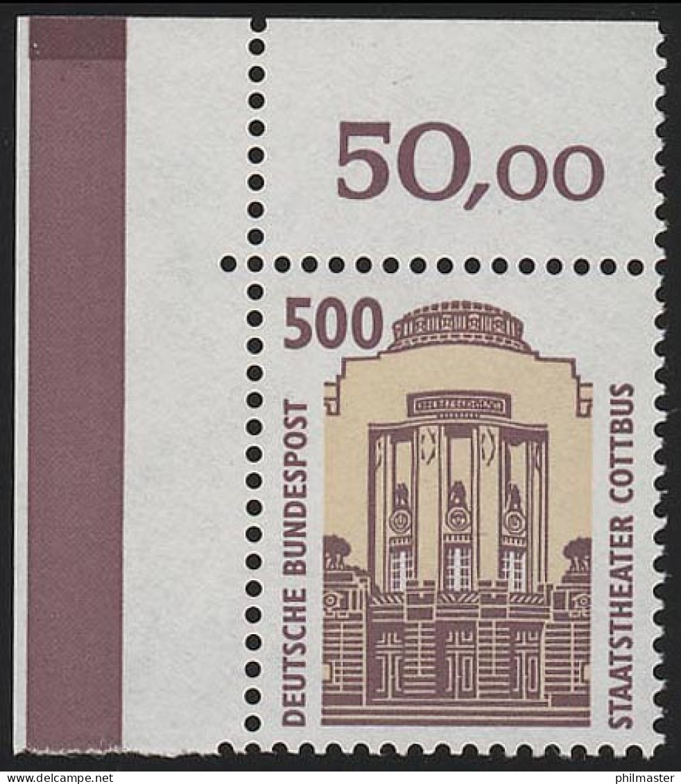1679 SWK 500 Pf Ecke Ol MIT Naht ** Postfrisch - Unused Stamps