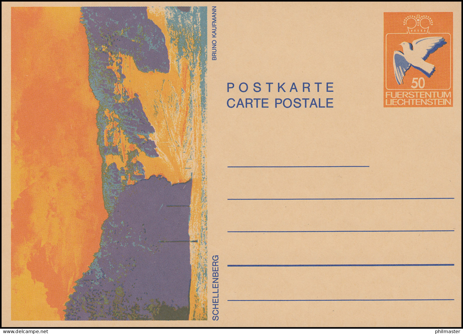 Liechtenstein Bildpostkarte P 82 Schellenberg / Bruno Kaufmann, Ungebraucht ** - Maximumkaarten