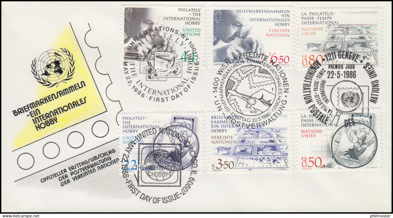 Philatelie Und Briefmarkensammeln - Schmuck-FDC Der 3 UNO-Ausgaben 1986 - Other & Unclassified